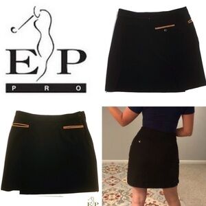 EP Pro Women’s Golf Black Skirt Brown Leather Trim
